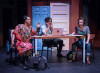 (left to right) Esteban Andres Cruz, Rashaad Hall and Maggie Scrantom in About Face Theatre's Midwest premiere of "Time is on Our Side".