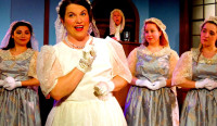 Sarah Beth Tanner as The Plaintiff and her bridesmaids in Gilbert &amp; Sullivan's Trial by Jury, part of a double bill with the Devil &amp; Daniel Webster in Two Days in Court.