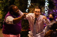 Reginald Hemphill (left) as Sir Toby and Travis Shanahan (right) as Sir Andrew.