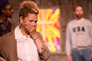 From left: Kevin Waters, Jaqueline Grandt and Phillip C. Matthews in "Prayer Circle," at Chicago's Redtwist Theatre through November 8, 2026