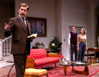 Nick Sandys, Lucy Carapetyan and Ryan Hallahan in "Dial M for Murder" running through January 7 at Northlight Theatre.