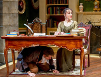 Emily Berman and and Erik Hellman in Miss Bennet: Christmas at Pemberley at the Northlight Theatre.