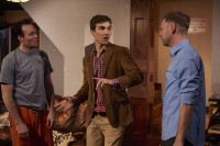 Nicholas Bailey (Kevlar), Boyd Harris (Henry) and Shane Kenyon (Laurie) in Cole Theatre’s THE BACHELORS directed by Erica Weiss.